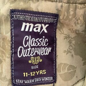 Girls - Max Classic Outerwear Jacket- Size 11/12 yrs old